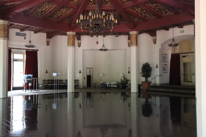 An elegant lobby, dance floor, or party venue a one of downtown San Diego's top hotels, El Cortez, in California