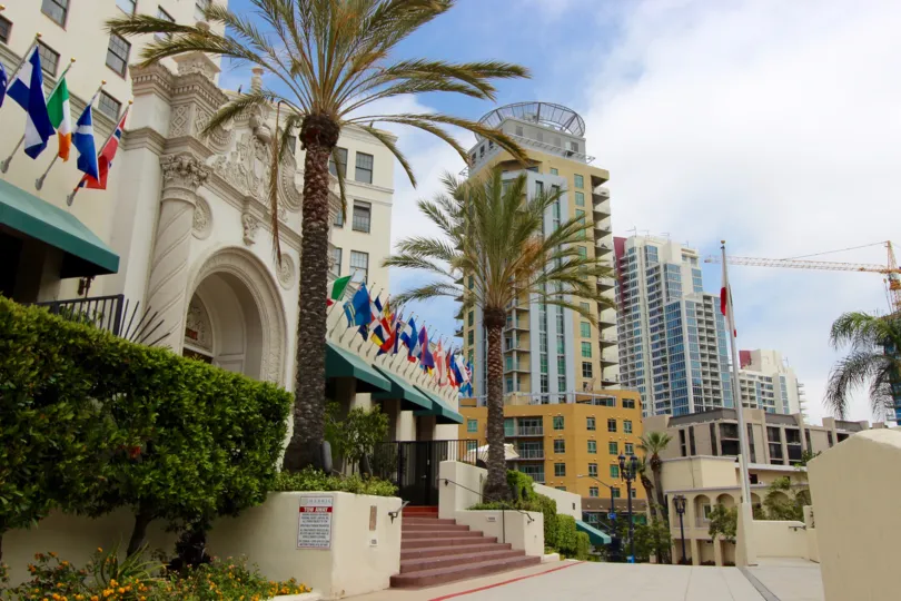 View of the Front El Cortez Condominiums Downtown San Diego California