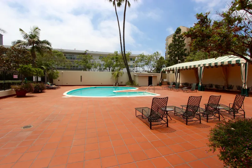 Beautiful pool side view at El Cortez in Downtown San Diego