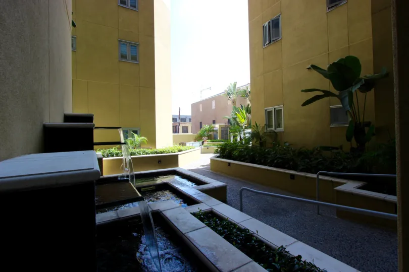 The courtyard view of A buliding in the Element community in Downtown San Diego CA