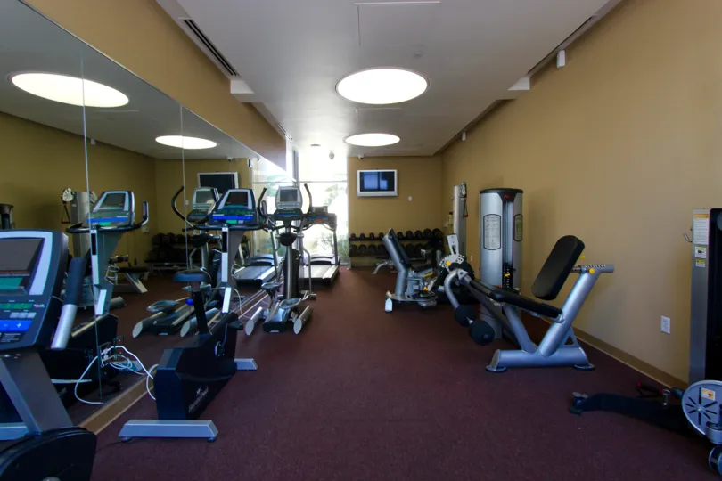 Well-appointed fitness center at Element in Downtown San Diego, California.