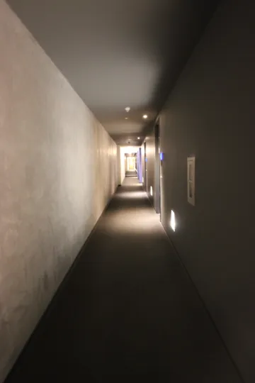 A hallway in a building in Fahrenheit Downtown San Diego CA.