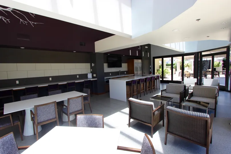 Spacious Harbor Club lounge area in downtown San Diego