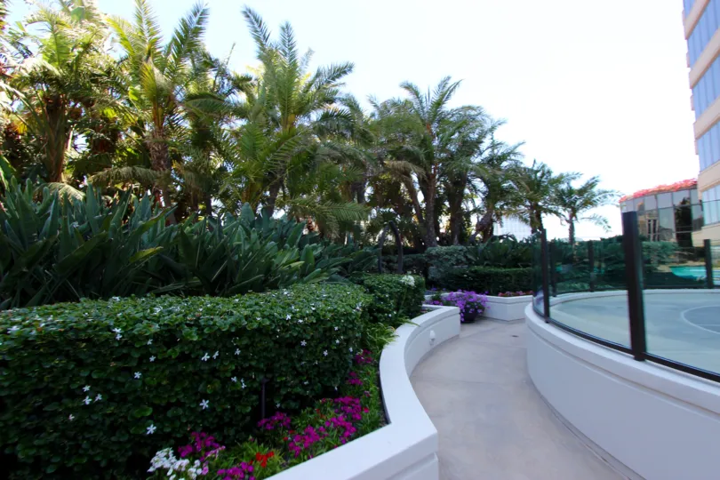 The sidewalk in an area in Harbor CLub Downtown San Diego CA.