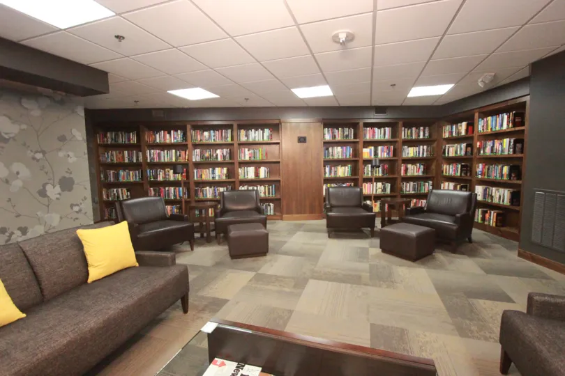 Read a book in the cozy lounge at the Harbor Club in Downtown San DIego California