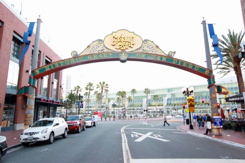 A historic crosswalk in Hardrock Downtown San Diego CA.