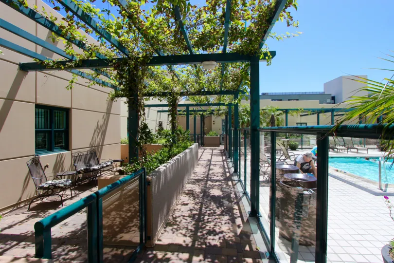 Outside the pool area in Horizons Downtown San Diego California