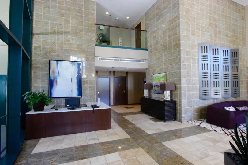 A Horizons community lobby in Downtown San Diego CA.