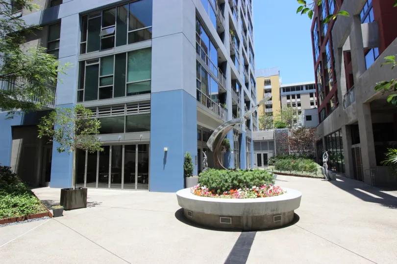 Courtyard with art work in Icon Downtown San Diego California