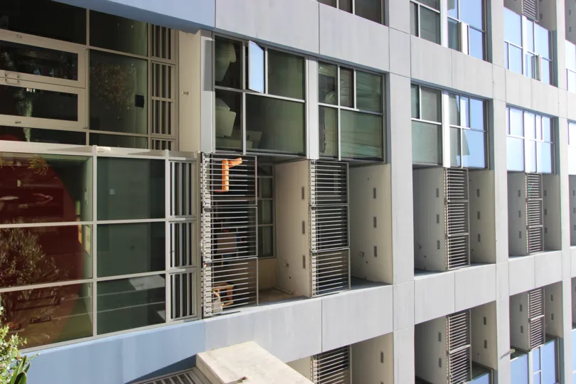 Vents and windows on the side of Icon in Downtown San Diego CA