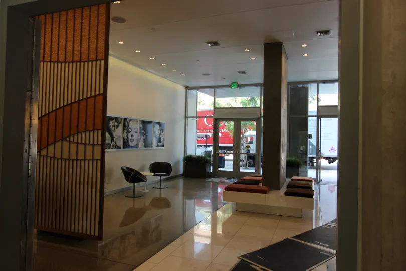 An interior shot of a lobby at Icon in Downtown San Diego