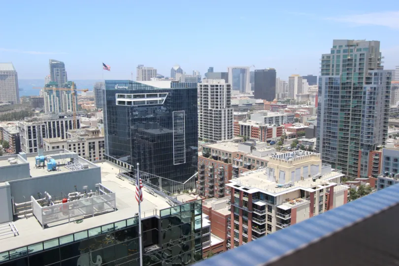 A view is show of the surrounding buildings at the Icon condos