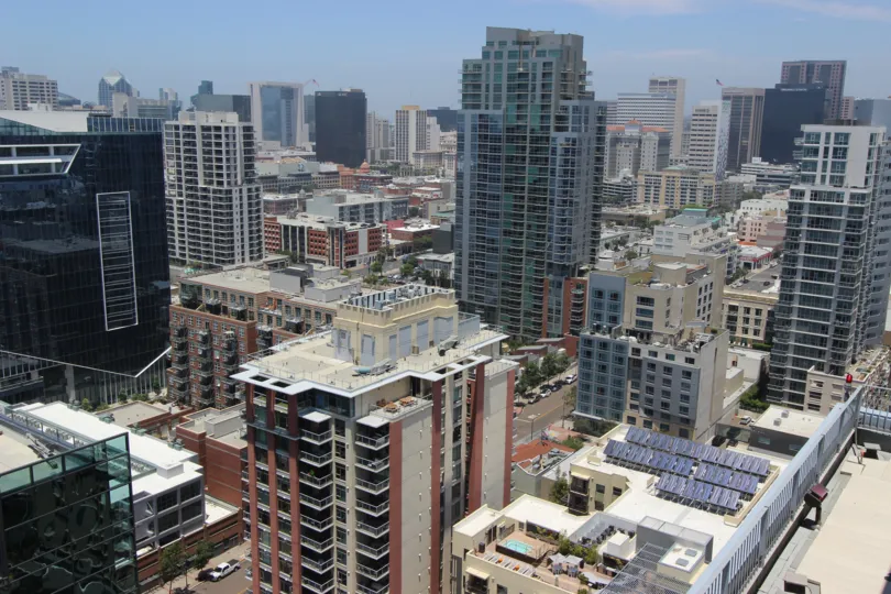An overview of many tall buildings in Icon neighborhood