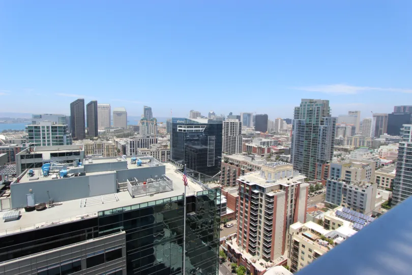 View of the city and bay on a beautiful day at Icon.