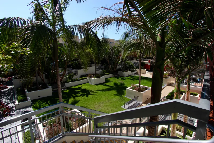 The courtyard in the center of La Vita complex in Downtown San Diego CA