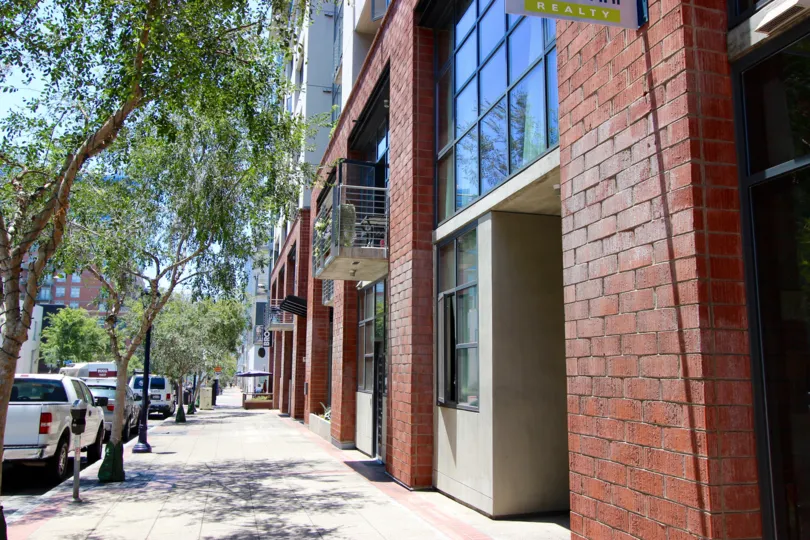 The outside front view of M2i building located in Downtown San Diego CA