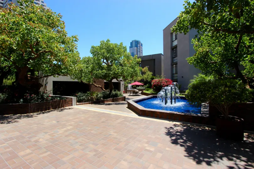 A look at the courtyard at the Marina Park Community in downtown San Diego, CA
