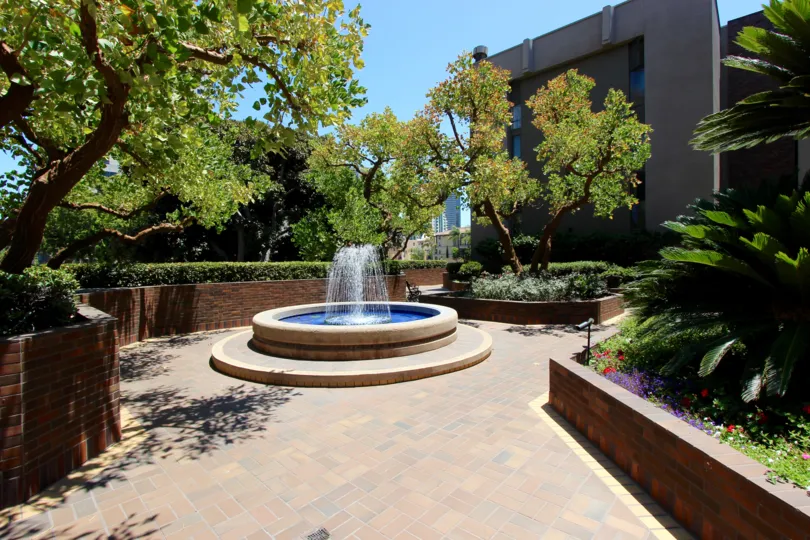 A water fountain in a corridor in Marina Park area of Downtown San Diego CA