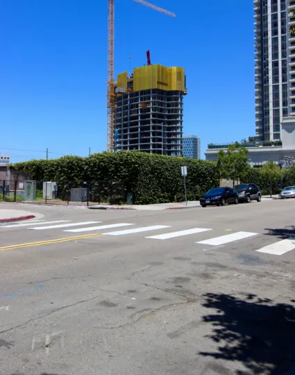 Constructing a high rise building in the Pacific Gate Community of Downtown San Diego, California.