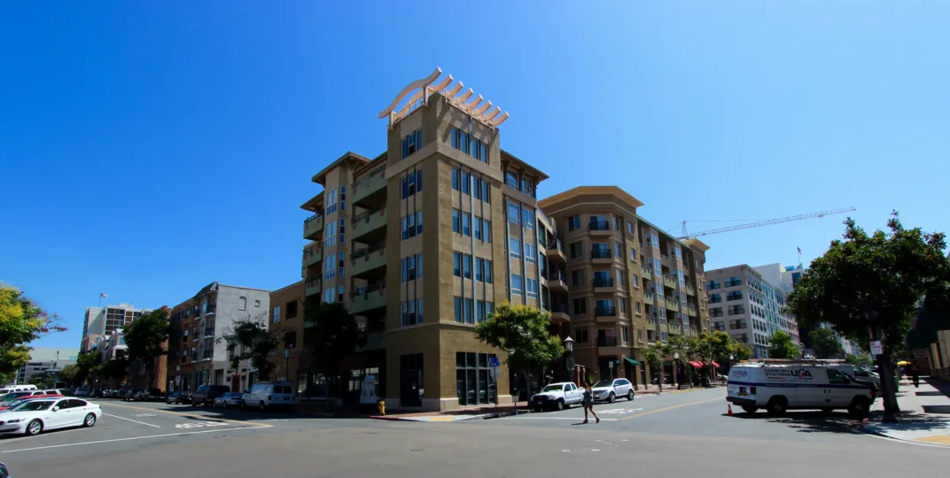 Corner view of Pacific Terrace Downtown San Diego California