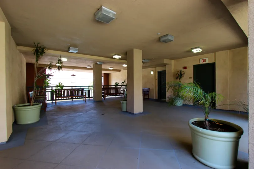 Pacific Terrace, City: Downtown San Diego, a corridor with nice indoor plants and exit is there