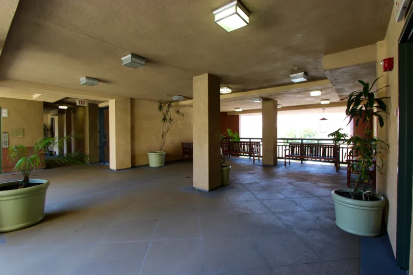 Looking into a open area inside the Pacific Terrace Community in Downtown San Diego