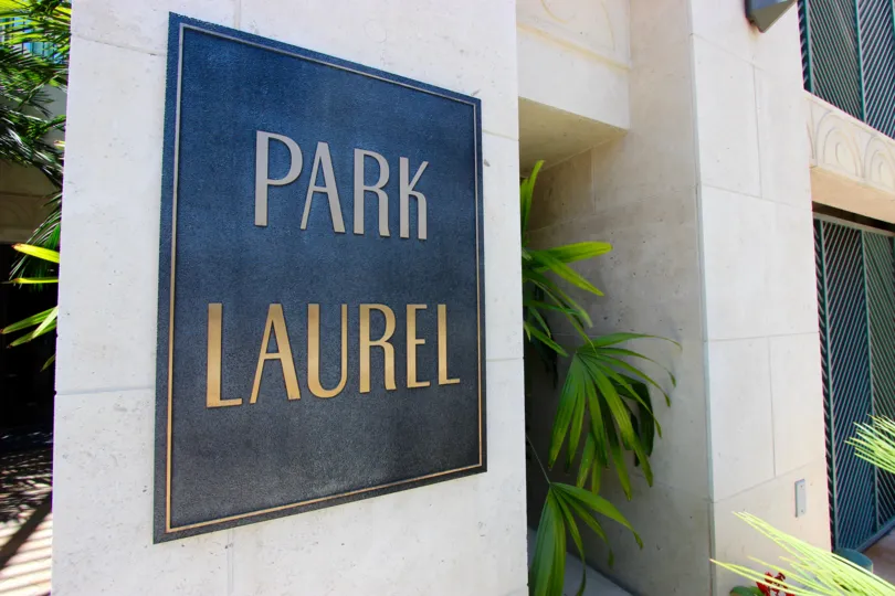 Unmistakable signage at Park Laurel in Downtown San Diego, California.