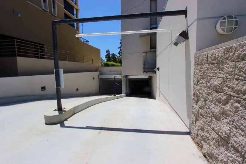 Ground in a sunny day between two buildings in park one