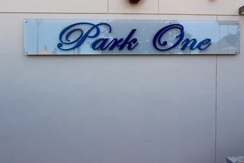 The Park One sign for the Park One community in Downtown San Diego CA