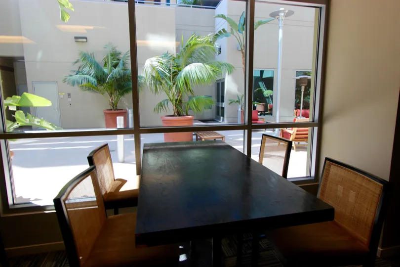 A lobby wit it area view of the Park Terrace complex in Downtown San Diego CA