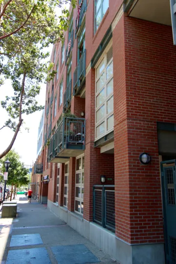 Balconies and windows overlooking the street at Parkloft in downtown San Diego, CA
