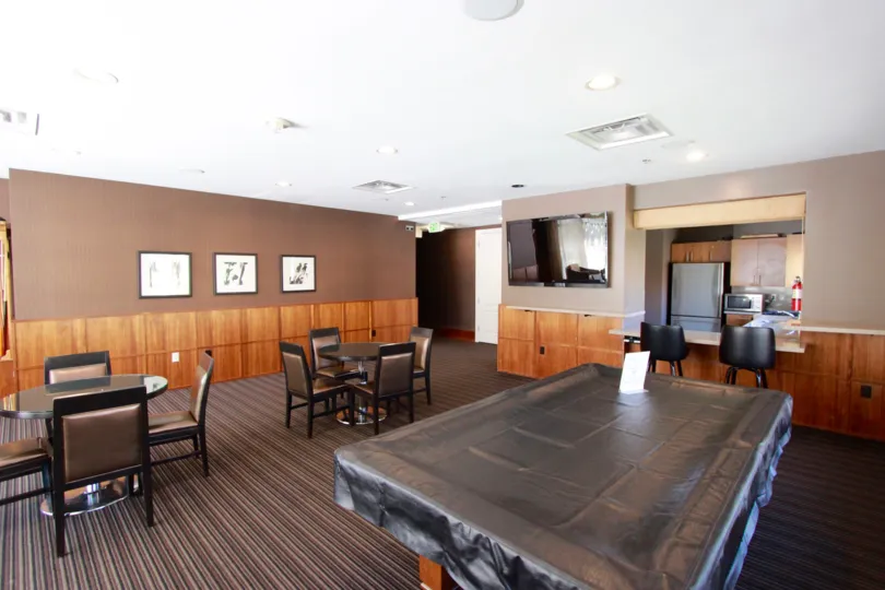 A billiard and a few tables, interior of a building in Pinnacle neighborhood