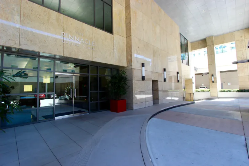In the Pinnacle are of Downtown San Diego, CA the Pinnacle building is on the lefy.