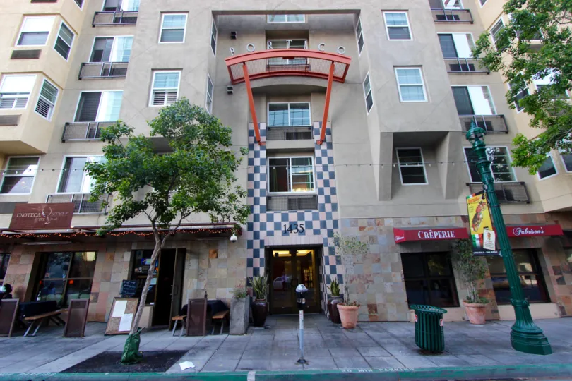 Portico, City: Downtown San Diego, a nice building's entrance with nice doors and portico is written on that