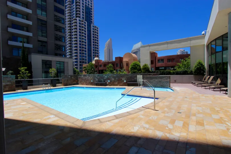 A sunny day by the pool at the Renaissance in downtown San Diego, CA