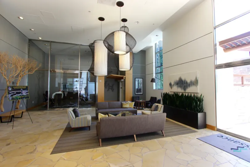 Beautiful lobby at the Renaissance in downtown San Diego
