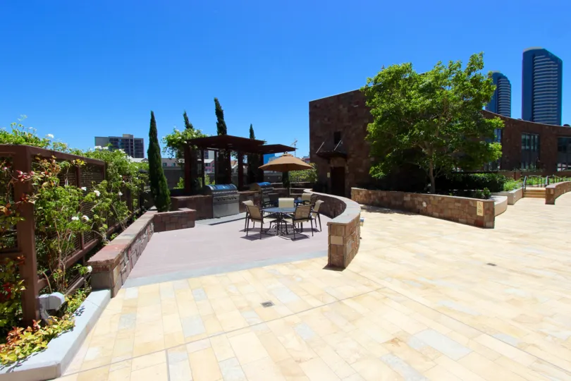 Beautiful patio with city views for beautiful days in San Diego at Renaissance.