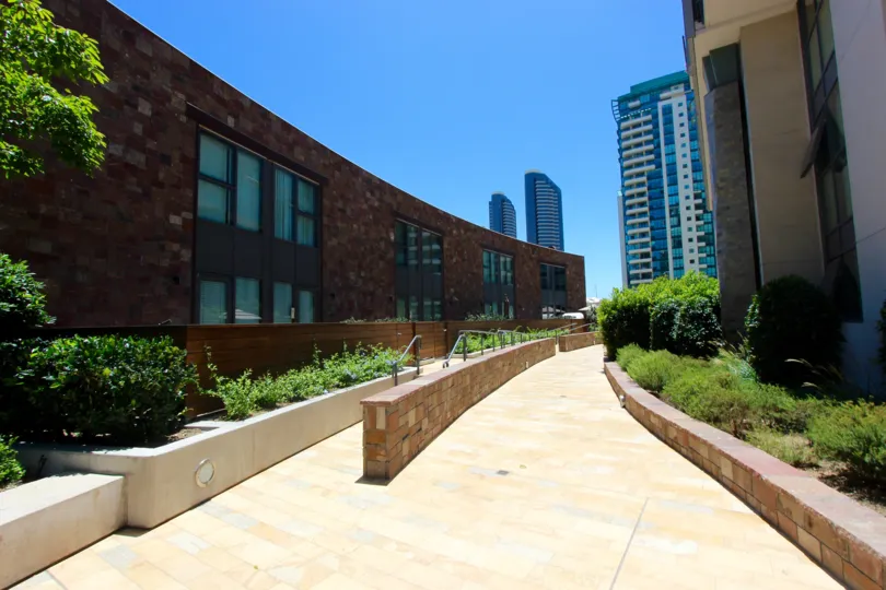 Renaissance in Downtown San Diego, California, a Sunny Walkway