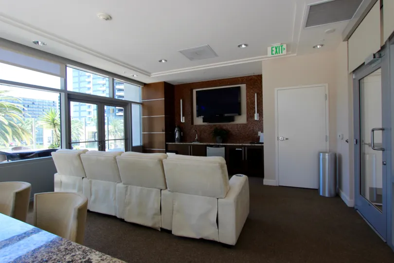 View of a common room in the Sapphire Tower in Downtown San Diego