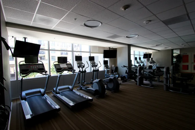 The community gym in the Sapphire Tower complex building in Downtown San Diego CA