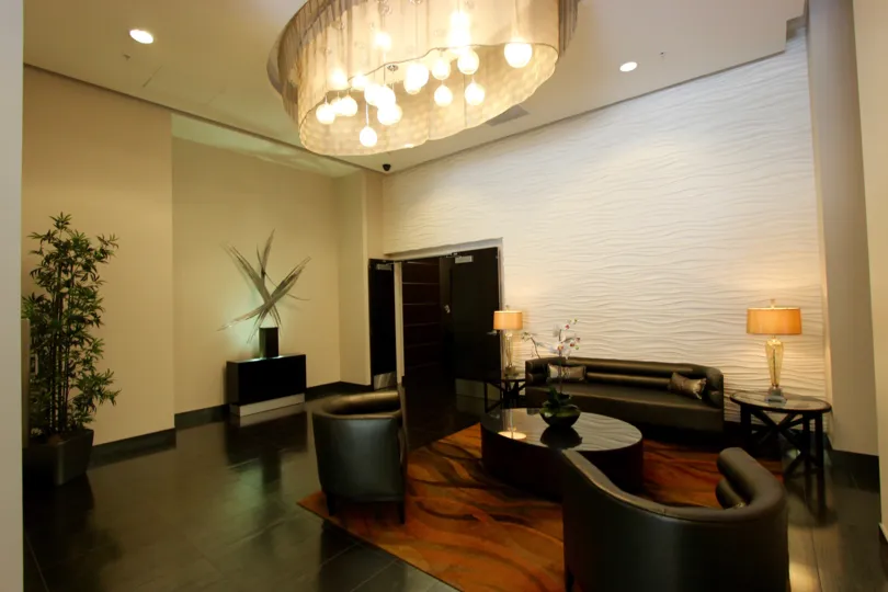 Warm and radiant interiors with calming ambiance, gorgeous chandelier and luxurious furniture at the Saphire Tower
