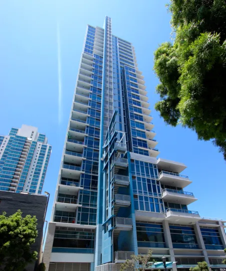 The outside view of the Sapphire Tower building complex in Downtown San Diego CA