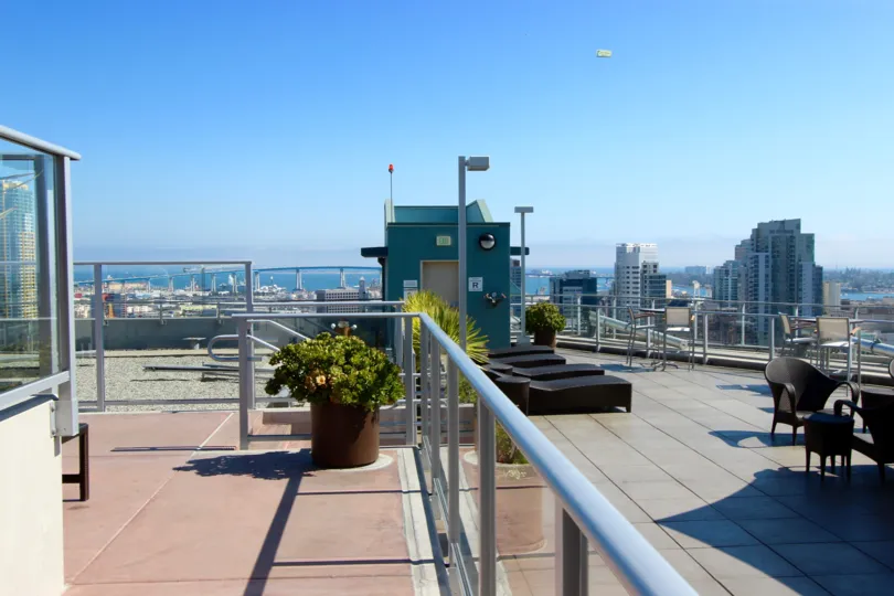 A sky view from a rooftop in the Smart Corner building in Downtown San Diego CA.