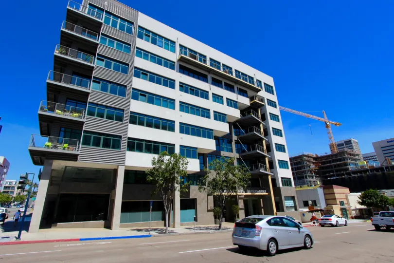 This beautiful modern building sits in the sun in Downtown San Diego