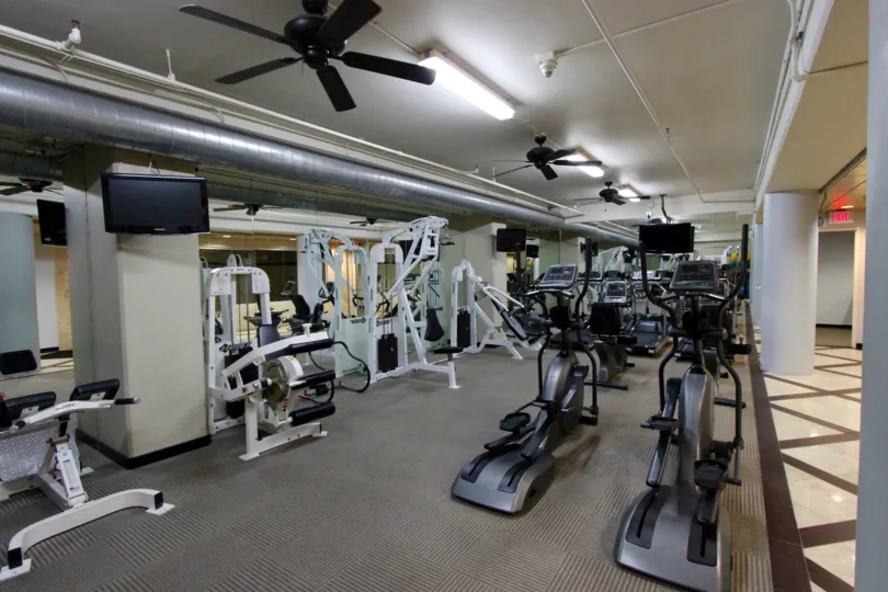 Well-appointed fitness center at Solara Lofts in Downtown San Diego, California.