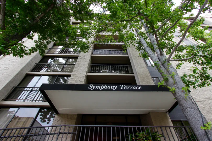 Top angle view of the building balcony surrounding with trees in Symphony Terrace