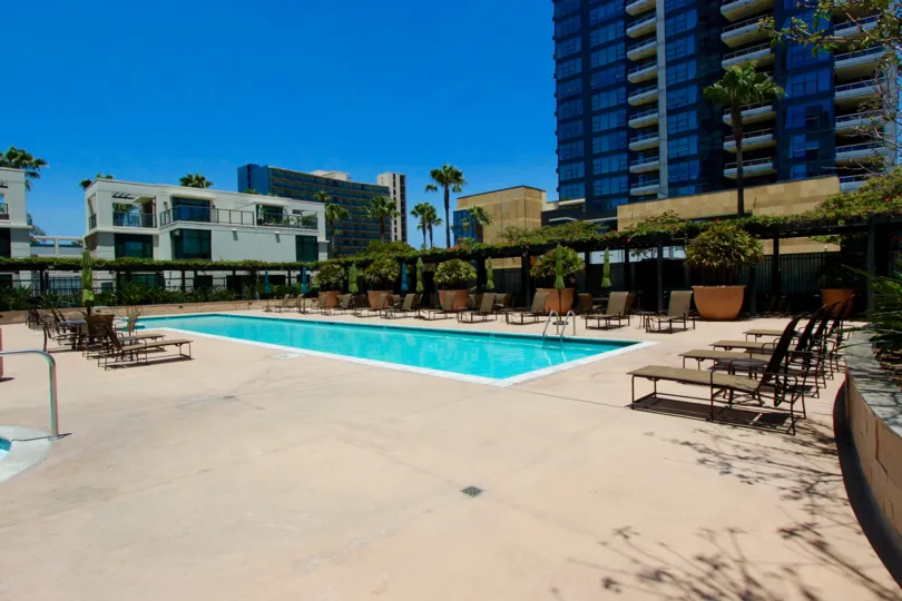 The outdoor pool are in The Grande community in Downtown San Diego CA.