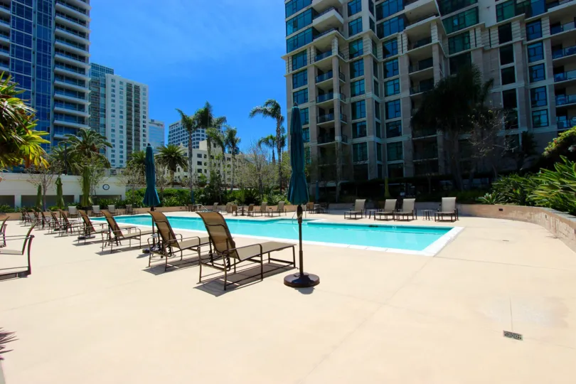 beautiful blue sky sunny day at swimming pool in The Grande