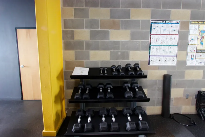 Free weight selection in recreation area at The Lofts @ 777 Sixth in Downtown San Diego, CA