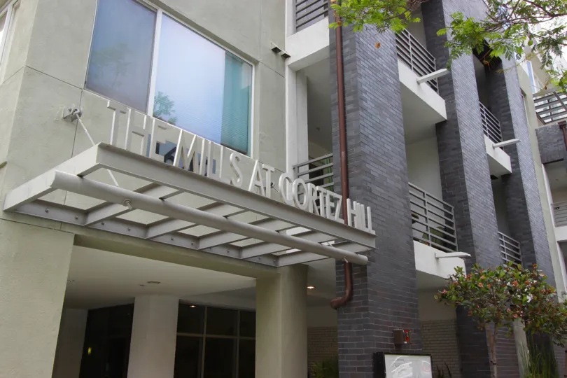 Unmistakable signage at The Mills at Cortez Hill in Downtown San Diego, California.